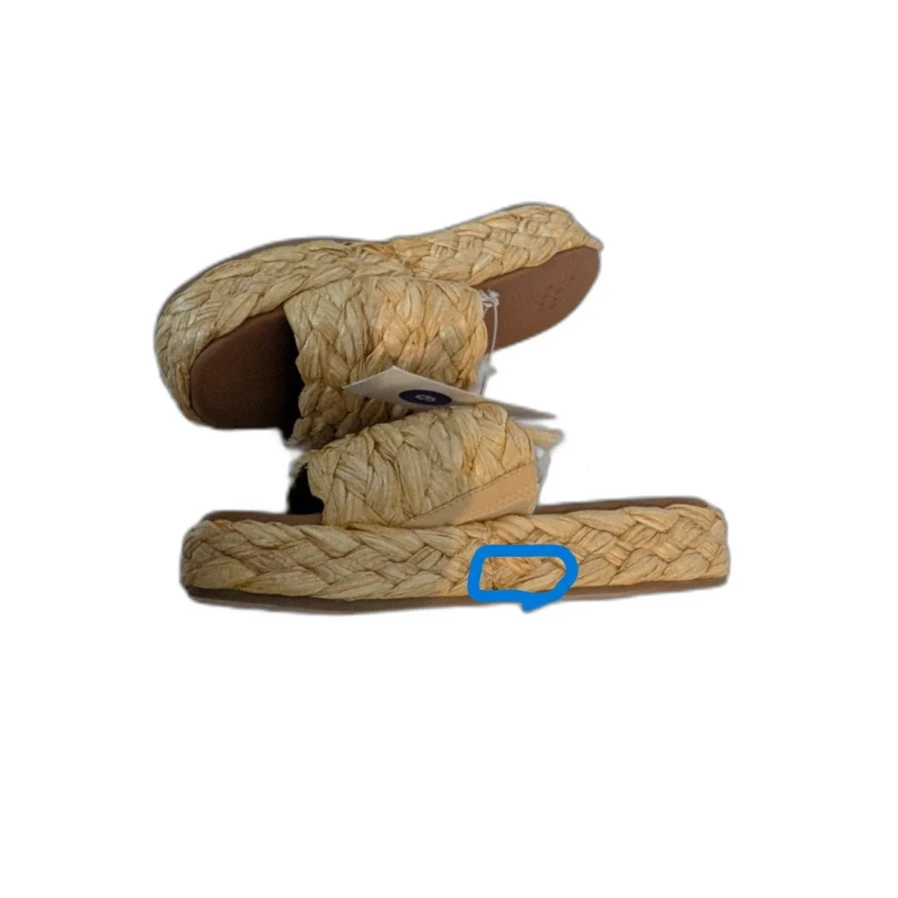 Women's Casey Braided Raffia Platform Slide Sandals -A New Day- Beige Size 6 NWT